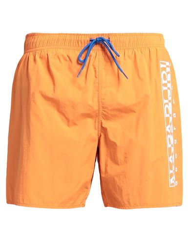 Shop Napapijri Man Swim Trunks Orange Size Xl Polyamide