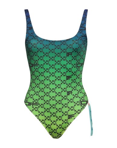 Shop Off-white Woman One-piece Swimsuit Green Size 4 Polyester, Elastane