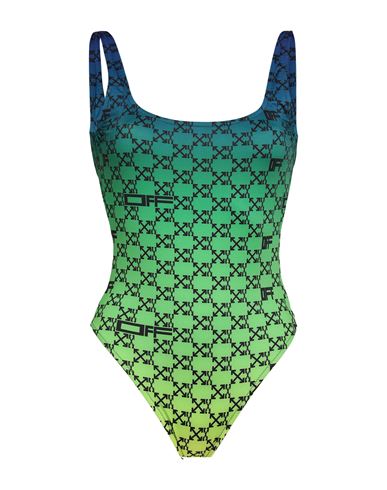 Shop Off-white Woman One-piece Swimsuit Bright Blue Size 2 Polyester, Elastane
