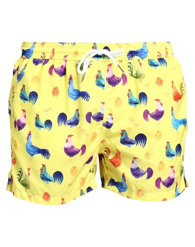 Tiki Man Swim Trunks Yellow Size 40 Polyester