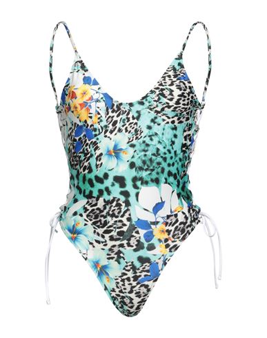 Guess Woman One-piece Swimsuit Turquoise Size L Polyester, Elastane In Blue