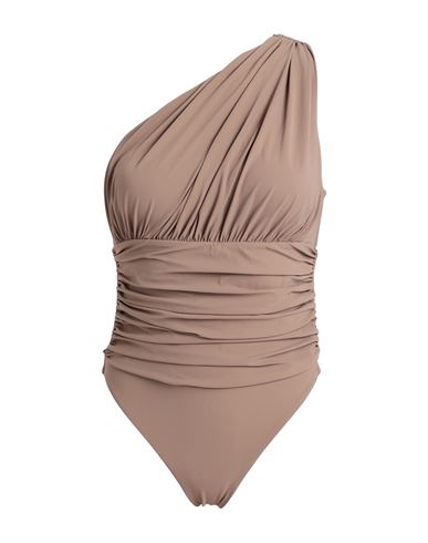 Moeva Woman One-piece Swimsuit Khaki Size Xl Polyester, Elastane In Beige