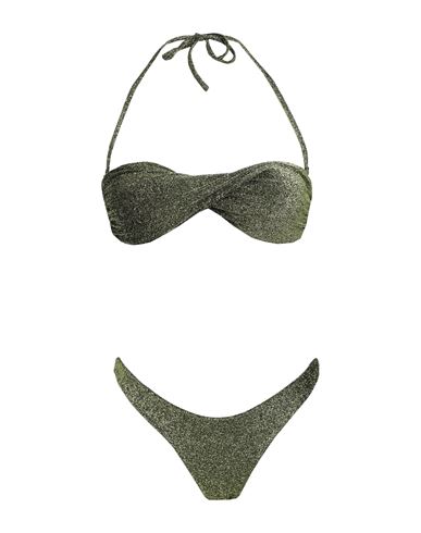 Jijil Woman Bikini Green Size L Polyamide, Elastane, Metallic Fiber
