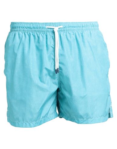 Fedeli Man Swim Trunks Turquoise Size L Recycled Polyester In Blue