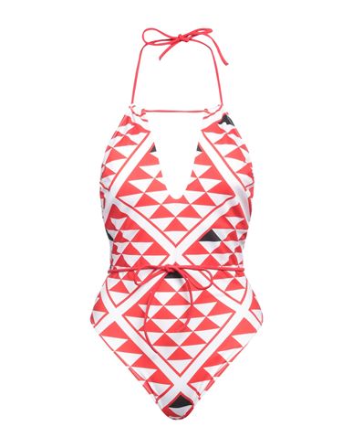 Agogoa Woman One-piece Swimsuit Red Size Xs Polyester, Elastane