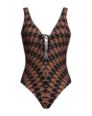 Pin Up Stars Woman One-piece Swimsuit Camel Size M Polyester, Elastane In Beige
