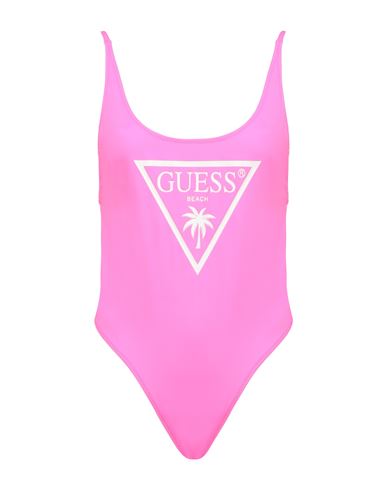 Guess Woman One-piece Swimsuit Fuchsia Size L Polyamide, Elastane In Pink