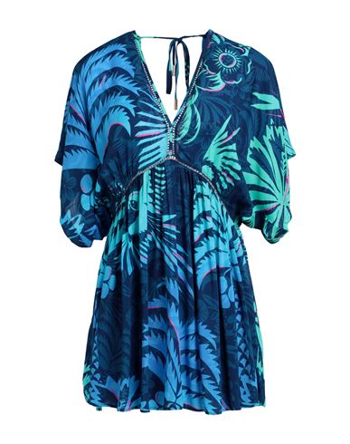 Desigual Woman Cover-up Navy Blue Size Xxl Viscose, Polyester, Cotton