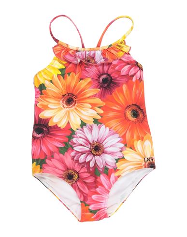 Shop Dolce & Gabbana Toddler Girl One-piece Swimsuit Orange Size 6 Polyamide, Elastane