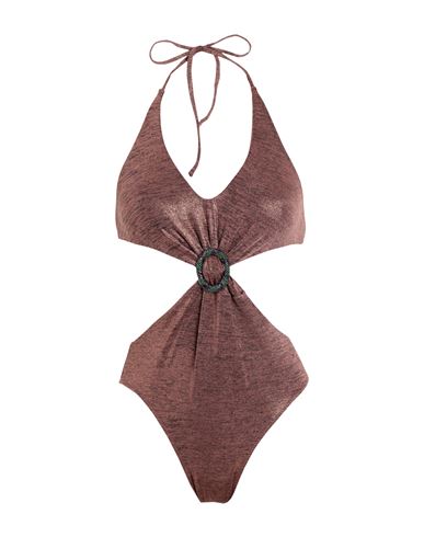 Cotazur Woman One-piece Swimsuit Brown Size L Polyester, Elastane
