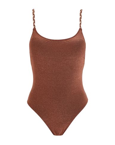 Cotazur Woman One-piece Swimsuit Bronze Size L Polyester, Polyamide, Elastane In Yellow