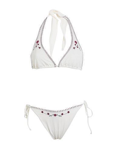 Frankies Bikinis Diana Top-connor Bottom Woman Bikini Ivory Size L Nylon, Elastane In White