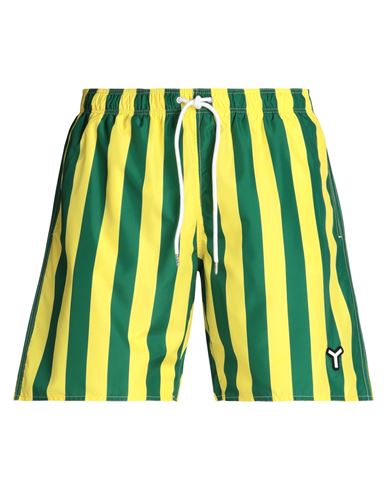 Yes I Am Stripe Print Tech Swim Shorts In Yellow,green