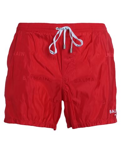 Shop Balmain Boxer Man Swim Trunks Red Size L Polyester