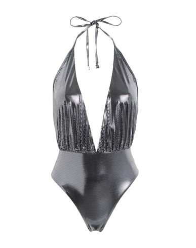 Balmain Draped Swimsuit Woman One-piece Swimsuit Silver Size 12 Polyamide, Elastane