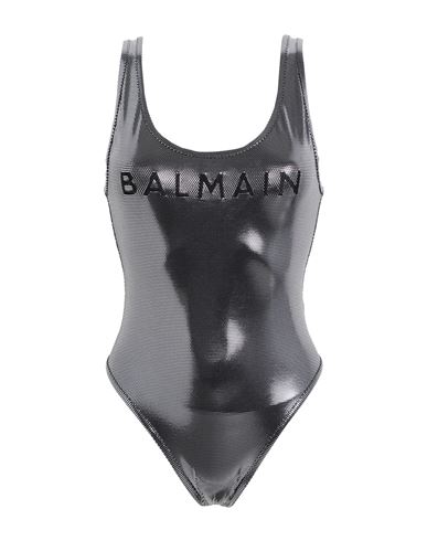 Balmain Swimsuit Woman One-piece Swimsuit Silver Size 12 Polyamide, Elastane