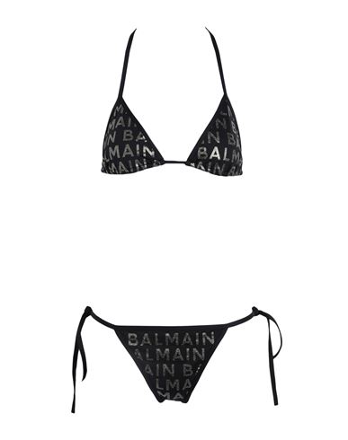 Balmain Triangle Bikini Woman Bikini Black Size 12 Polyamide, Elastane
