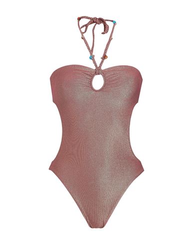 Shop Wolford Woman One-piece Swimsuit Bronze Size M Polyamide, Elastane, Metallic Fiber In Yellow