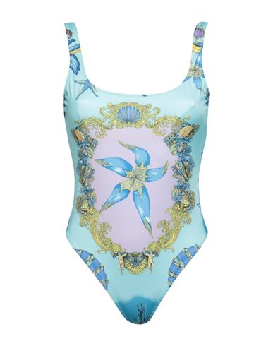 Versace Woman One-piece Swimsuit Turquoise Size 2 Polyester, Elastane In Blue