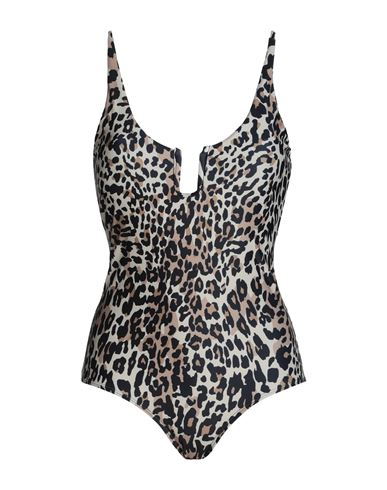 Vila U Detail Swimsuit With Cut Out Back In Leopard Print-multi