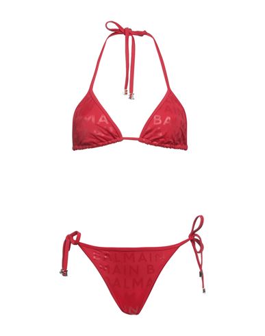 Balmain Woman Bikini Red Size 14 Polyamide, Elastane