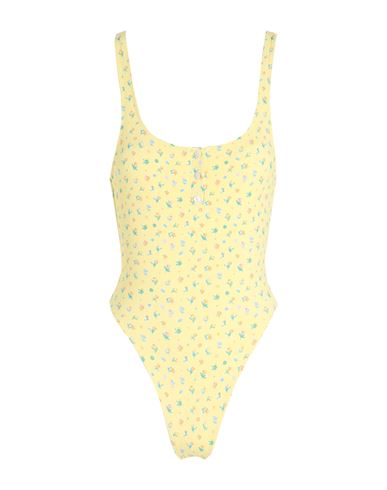Frankies Bikinis Paradise Cove Woman One-piece Swimsuit Light Yellow Size L Nylon, Elastane