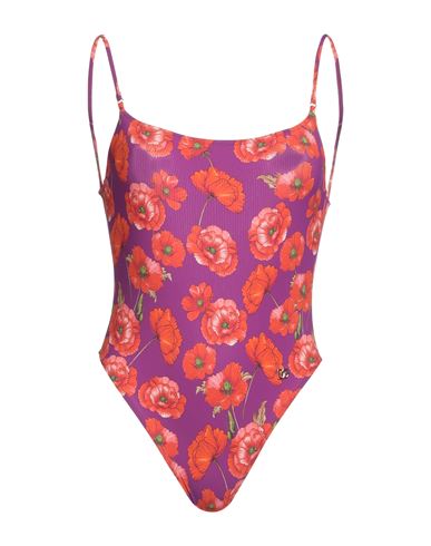 Shop Dolce & Gabbana Woman One-piece Swimsuit Purple Size 8 Polyamide, Elastane