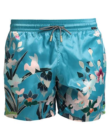 Shop Etro Man Swim Trunks Turquoise Size M Polyester In Blue