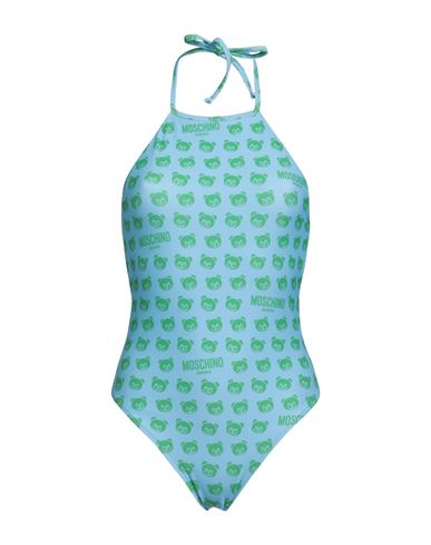Moschino Woman One-piece Swimsuit Sky Blue Size 4 Polyester, Elastane