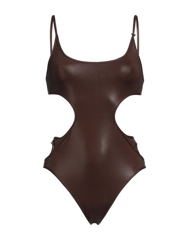 Shop Attico The  Woman One-piece Swimsuit Dark Brown Size M Polyamide, Elastane