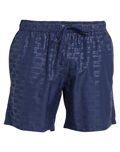 Shop Cavalli Class Man Swim Trunks Navy Blue Size S Polyester, Elastane