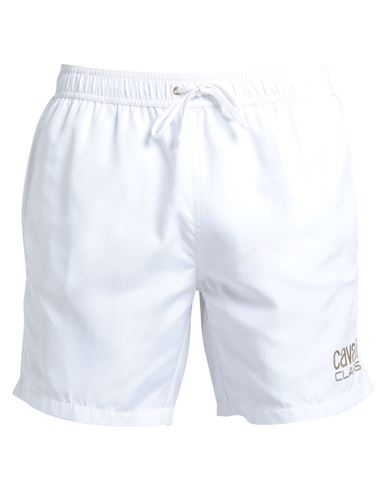 Shop Cavalli Class Man Swim Trunks White Size Xxl Polyester, Elastane