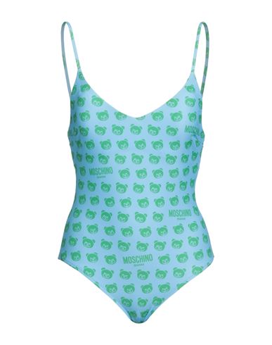 Moschino Woman One-piece Swimsuit Sky Blue Size 6 Polyester, Elastane