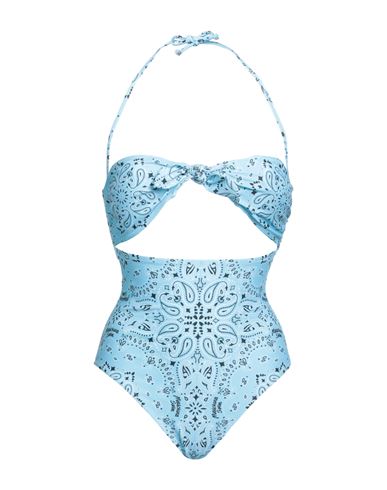 Moschino Woman One-piece Swimsuit Sky Blue Size 12 Polyester, Elastane