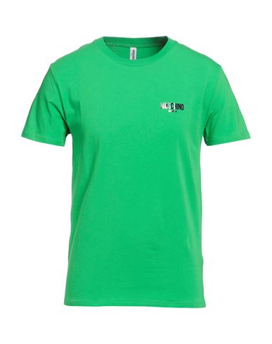 Moschino Man T-shirt Green Size L Cotton, Elastane