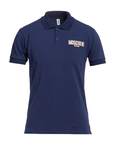 Moschino Man Polo Shirt Navy Blue Size Xl Cotton, Elastane