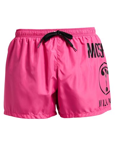 Moschino Man Swim Trunks Fuchsia Size L Polyester In Pink