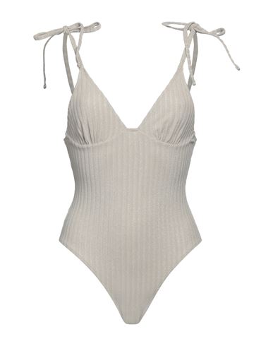 Shop Solid & Striped Woman One-piece Swimsuit Light Grey Size M Polyamide, Polyester, Elastane