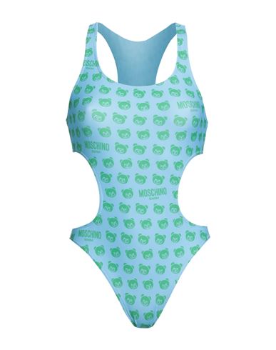 Moschino Woman One-piece Swimsuit Sky Blue Size 8 Polyester, Elastane