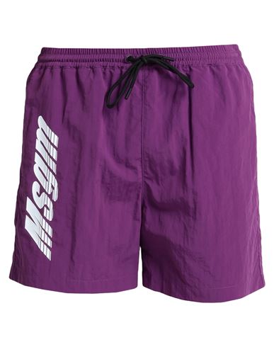 Msgm Man Swim Trunks Purple Size 26 Polyamide