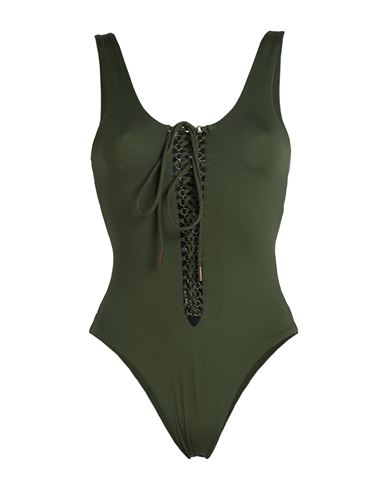 Shop Saint Laurent Woman One-piece Swimsuit Military Green Size S Polyamide, Elastane