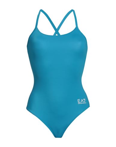 Ea7 Woman One-piece Swimsuit Azure Size 4 Polyester, Elastane In Blue