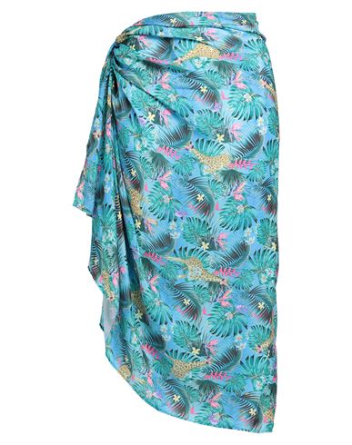 Shop Verdissima Woman Sarong Azure Size Onesize Polyester In Blue