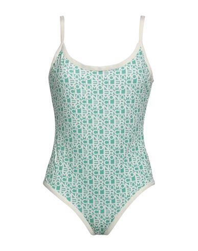 Shop Moncler Woman One-piece Swimsuit Light Green Size M Polyamide, Elastane