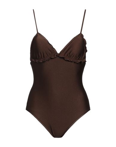 Wikini Woman One-piece Swimsuit Brown Size L Polyamide, Elastane