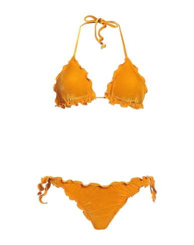 Wikini Woman Bikini Ocher Size L Polyamide, Elastane In Yellow