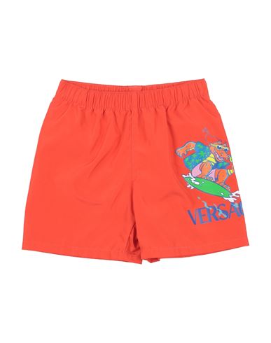 Shop Versace Young Toddler Boy Swim Trunks Tomato Red Size 5 Polyester
