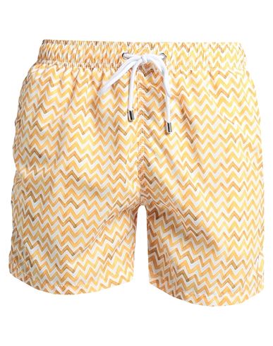 Dressism. Man Swim Trunks Ocher Size 3xl Polyester In Yellow