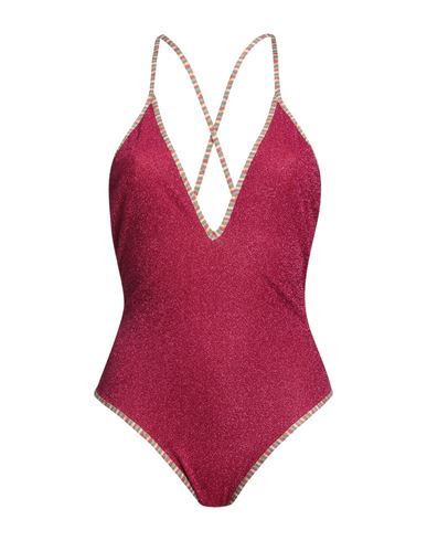 Shop M Missoni Woman One-piece Swimsuit Garnet Size 14 Polyamide, Metallic Polyester In Red