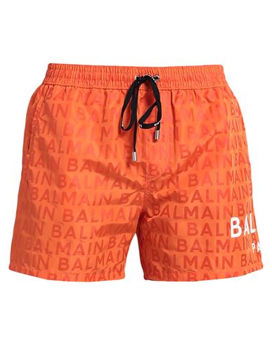 Balmain Man Swim Trunks Orange Size L Polyester